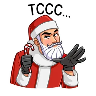 🤫 Santa TCCCC... 圣诞老人, 圣诞节, 拐杖糖, 冬天, 节日, 搞笑 telegram sticker