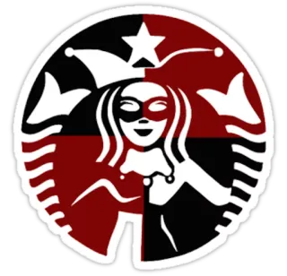 ☕ arlequim, máscara, bobo, carnaval, paródia Starbucks, logo Starbucks telegram sticker