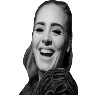 😅 Adele cantor, preto e branco, celebridade, mulher, retrato, sorriso, artista telegram sticker