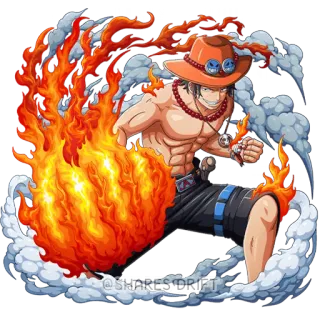 👊 Ace One Piece @SHARES DRIFT Anime, Fogo, Pirata, One Piece, Ace, Personagem, Chama telegram sticker