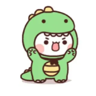 🍃 cute, dinosaur, animal, sticker, kawaii, costume telegram sticker