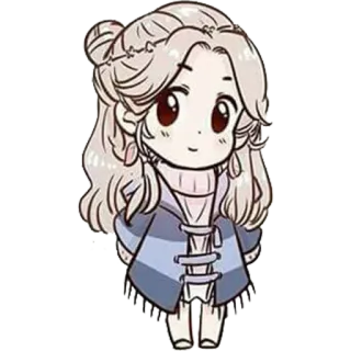 😊 Chibi, Desenho animado, Fofo, Garota, Adesivo, Kawaii, Anime whatsapp sticker