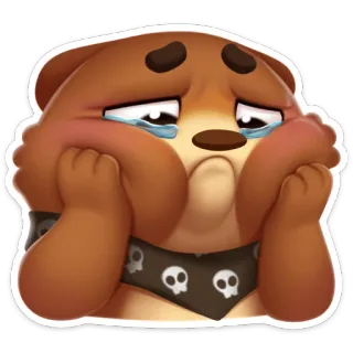 😢 грустный, плачущий, мультик, персонаж, милый, собака whatsapp sticker