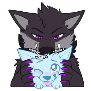 😤 *SNIFF* cheirar, antro, furry, desenho animado, animal, lobo, cachorro, fofo telegram sticker