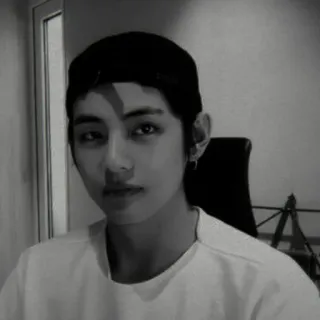 🎲 Kim Taehyung person, portrait, man, male, black and white telegram sticker
