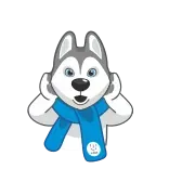 😳 chó, husky, khăn quàng cổ, động vật, phim hoạt hình telegram sticker