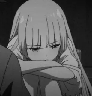 🖤 Anime, Ragazza, Triste, Manga, Solo/a, Monocromatico telegram sticker