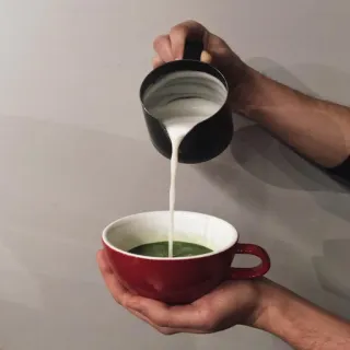 🍼 Matcha Latte, Latte Art, Café, Bebida, Leite, Servindo, Bebida whatsapp sticker