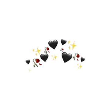 🖤 cuori, rose, stelle, emoji, nero telegram sticker