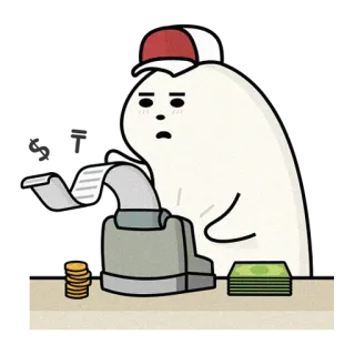 💰 registratore di cassa, soldi, finanza, contabilità, cartone animato, ricevuta, affari whatsapp sticker