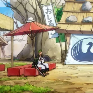 🐉 Zoro One Piece おしるこ Аниме, Ван Пис, Зоро, Меч, Японский, Деревня telegram sticker