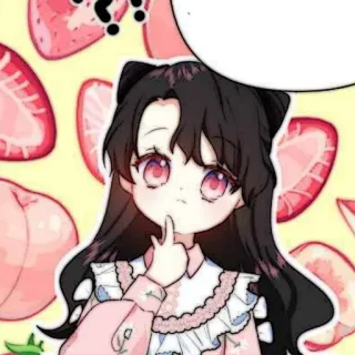🐈‍⬛️ Anime, Cartone animato, Ragazza, Carino, Pesca, Fragola, Pensando whatsapp sticker