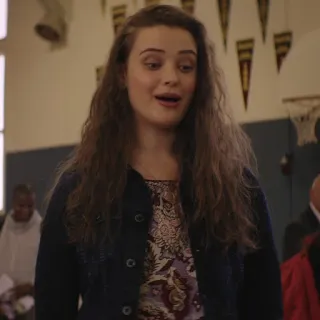 😀 Hannah Baker 13 Reasons Why teen drama, liceo, ragazza, capelli ricci, ritratto whatsapp sticker