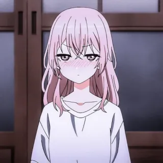 🇯🇵 anime, girl, blush, pink hair, cute, female whatsapp sticker