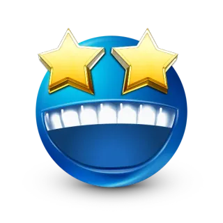 🤩 Emoji, Estrella, Cara, Feliz, Dibujos animados, Azul whatsapp sticker