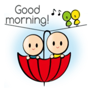 🌞 Good morning! 좋은 아침, 인사, 만화, 귀여운, 우산 telegram sticker
