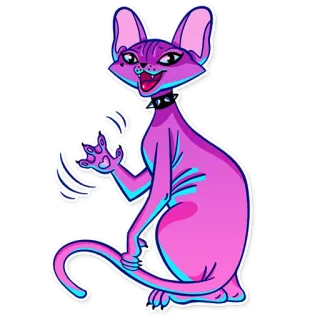 👋 cat, sphynx, sticker, pink, animal, cute, pet, cartoon telegram sticker