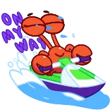 🏃‍♂️ ON MY WAY 게, 제트 스키, 동물, 수상 오토바이, 바다, 바다 telegram sticker