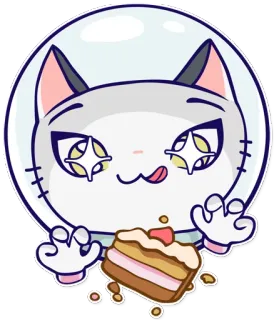 😋 gato, pegatina, tarta, comida, lindo, postre whatsapp sticker