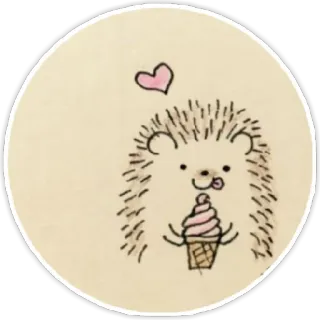 😋 ёж, милый, мороженое, сердце, животное whatsapp sticker