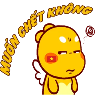 😤 MUỐN CHẾT KHÔNG desenho animado, vietnamita, bandeira, vietname, expressão, adesivo whatsapp sticker