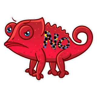 😠 No 카멜레온, 빨간색, 슬픈, 아니오, 동물, 스티커 telegram sticker