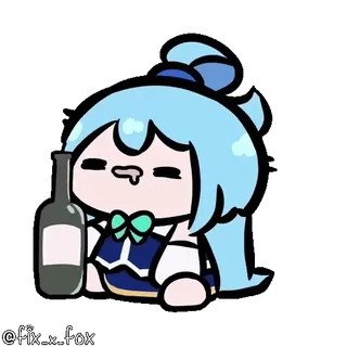 🥴 Aqua @fix_x_fox_ アニメ, 可愛い, キャラクター, アクア, かわいい, このすば, ボトル, 漫画 telegram sticker
