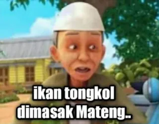 🤔 ikan tongkol dimasak Mateng.. atún pequeño, bien cocido, dibujo animado, expresión, hombre telegram sticker