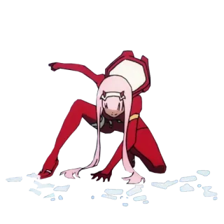 ✨ Zero Two Darling in the Franxx Anime, Cartoon, Manga, Mädchen, roter Anzug, pinke Haare telegram sticker