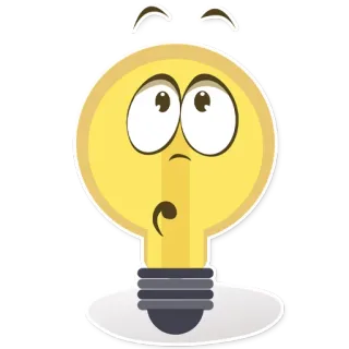 😯 Ampoule, Emoji, Dessin animé, Idée, Réflexion, Illustration telegram sticker