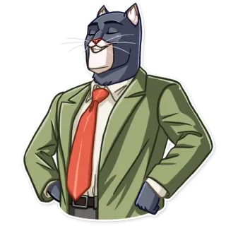 😎 Katze, anthropomorph, Anzug, Krawatte, Business, Cartoon telegram sticker