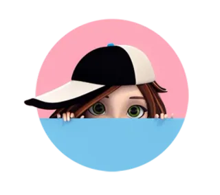 😐 мультфильм, девочка, шляпа, подглядывание, милый, персонаж telegram sticker