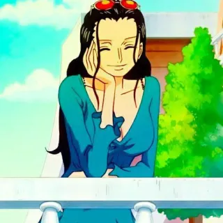 📚 Nico Robin One Piece ニコ・ロビン, ワンピース, アニメ, 漫画, キャラクター, 女性, 笑顔 telegram sticker