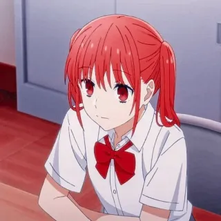 😑 anime, meisje, rood haar, cartoon, vrouw, illustratie telegram sticker