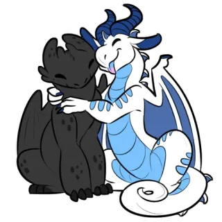 👫 dragons, dessin animé, amitié, câlin, mignon, fantaisie telegram sticker