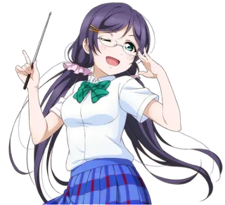 ☝ Anime, Garota, Personagem, Óculos, Uniforme escolar, Piscadela, Cabelo whatsapp sticker