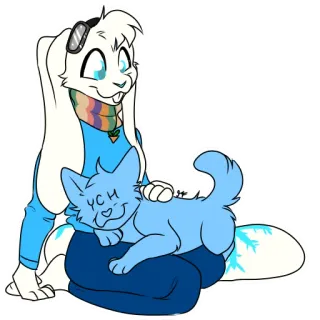 👋 YCH animal, cartoon, cat, rabbit, cute, friendship, pet telegram sticker