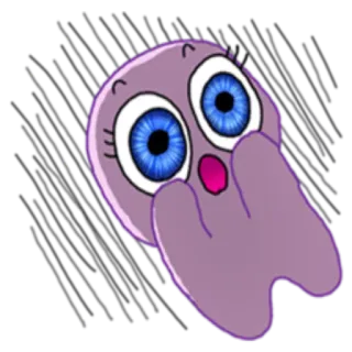 😱 Dessin animé, Personnage, Violet, Mignon, Yeux, Expression telegram sticker