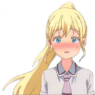 😳 garota anime, cabelo loiro, fofa, desenho animado, uniforme escolar, corada telegram sticker