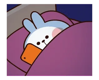 😴 Мультфильм, Кролик, Спит, Кровать, Милый, Животное telegram sticker