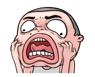 🥴 impactado, gritando, pánico, miedo, angustiado, dibujos animados, emoji whatsapp sticker