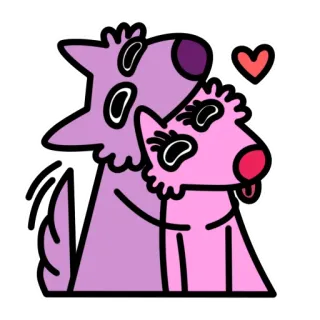 🤗 chiens, amour, coeur, dessin animé, animaux, couple, mignon telegram sticker