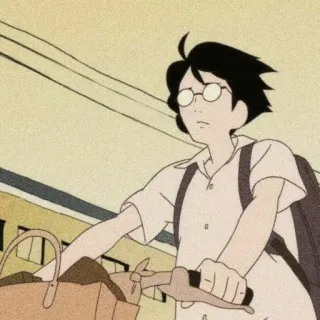 🎭 Anime, Chico, Bicicleta, Retro, Vintage, Japón, Escuela telegram sticker