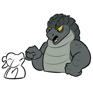 👇 Monster, Reptil, Cartoon, Tier, Hund, Lustig telegram sticker