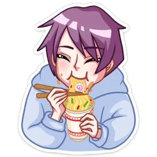 🍝 อนิเมะ, ราเม็ง, กิน, บะหมี่, อาหาร whatsapp sticker
