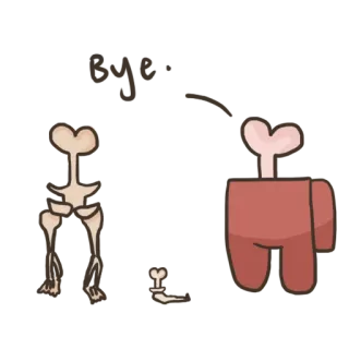 🖕 among us, jeu, squelette, mort, cadavre, imposteur whatsapp sticker