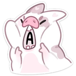 😡 동물, 돼지, 만화, 불쾌한 제스처, 귀여운, 스티커 whatsapp sticker