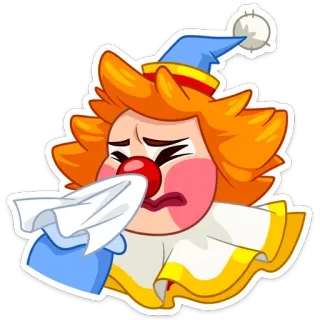 😭 clown, triste, pleurant, larmes, contrarié, émoticône, emoji whatsapp sticker