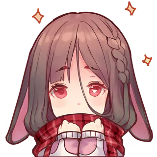 ☺️ Anime, Carino, Ragazza, Sciarpa, Cartone animato, Chibi, Kawaii telegram sticker