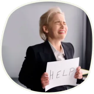 😭 HELP Hilfe, weinen, verzweifelt, Geschäftsfrau telegram sticker